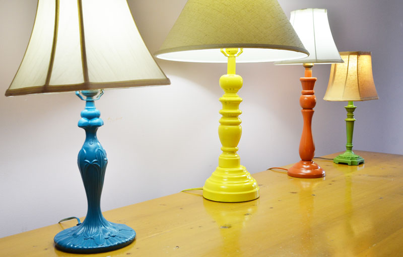 Mr. Kate - DIY colorful thrift store lamps